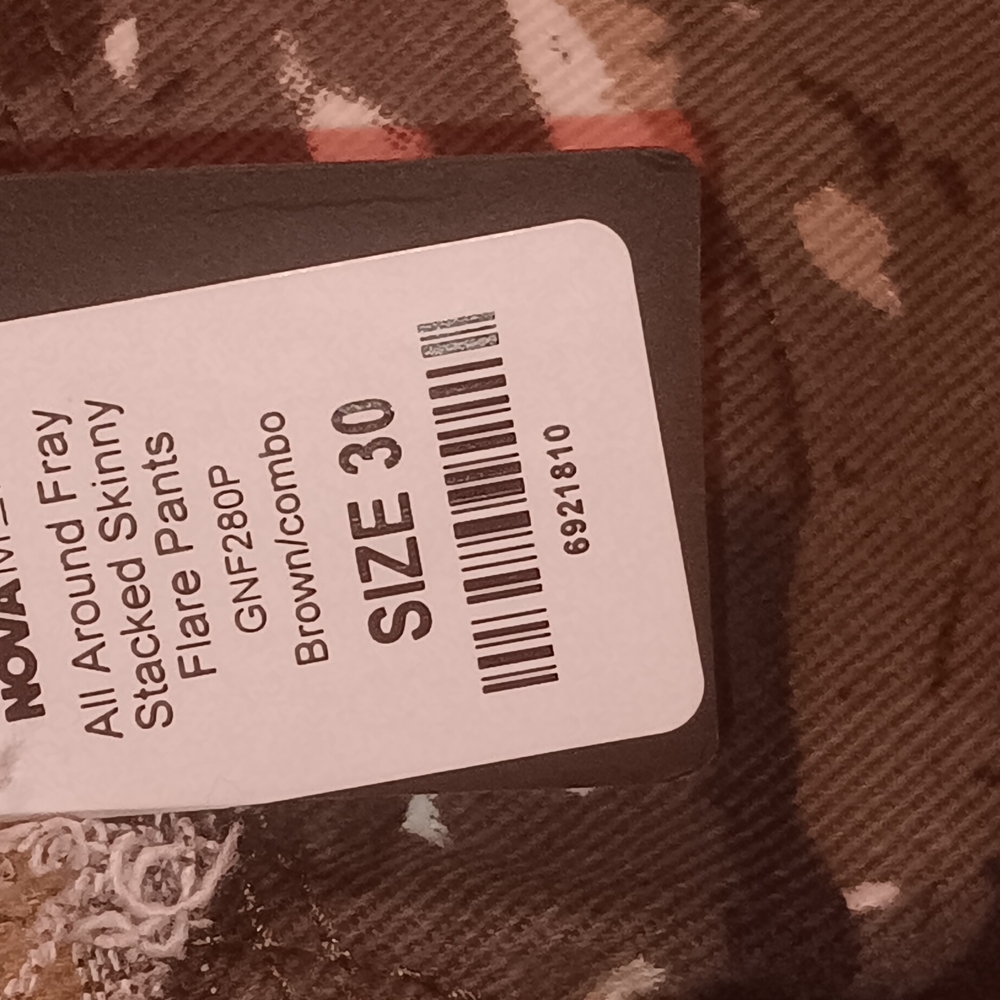 Fashion Nova Camo Stacked Fray Skinny Flare Pants Sz.30